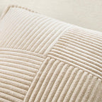 MIULEE Decorative Throw Pillow Covers for Couch Bed Livingroom 18x18 Inch Set of 2 Beige Boho Accent Throw Pllows Broadside Striped Patchwork Soft Corduroy Pillowcases