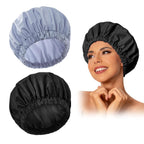 Reusable Shower Cap for Women, Large Waterproof Shower Bonnet Washable Elastic Band Bath Hair Hat for Long Hair, Braids(Green)