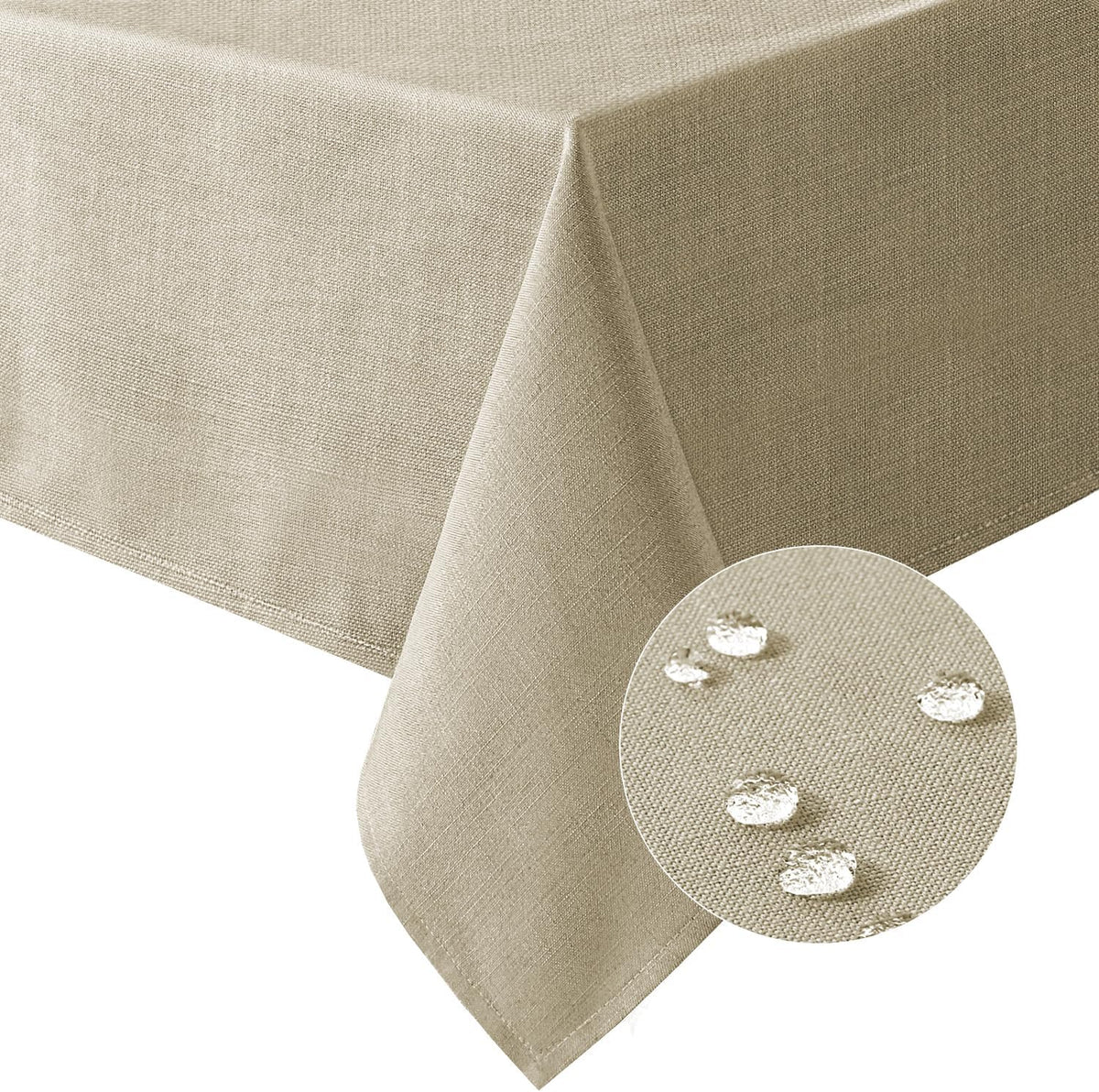 Linen Textured Table Cloths 60 x 120 Inch Premium Solid Tablecloth Spill-Proof Waterproof Table Cover for Dining Buffet Feature Extra Soft and Thick Fabric Wrinkle Free, Taupe