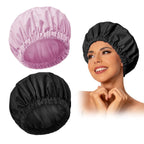 Reusable Shower Cap for Women, Large Waterproof Shower Bonnet Washable Elastic Band Bath Hair Hat for Long Hair, Braids(Green)