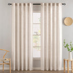 Natural White Linen Curtains 84 Inch Long for Bedroom Living Room, Soft Thick Linen Textured Window Drapes Semi Sheer Light Filtering Rod Pocket Back Tab Neutral Farmhouse Cream Ivory 2 Panels