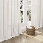 Cream Linen Back Tab Curtains 84 Inch Length for Living Room 2 Panel Set Neutral Modern Farmhouse Window Privacy Semi Sheer Linen Drapes Rustic Pinch Pleated Look Curtain Natural Ivory Colored